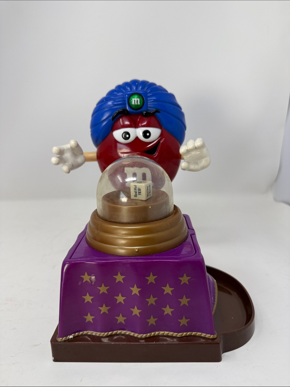 M&M'S Red Fortune Teller Candy Dispenser Blue Turban and Purple Base